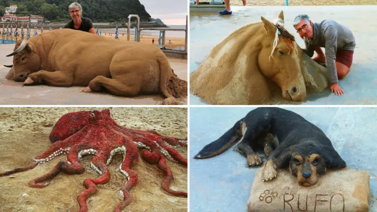 Sand Sculptor’s Stunning Creations Resemble Real Animals from Afar